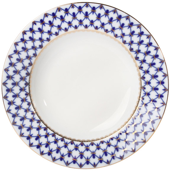 LOMONOSOV PORCELAIN DINNER PLATE COBALT NET EUROPEAN-2 FLAT 7.9"/200 MM