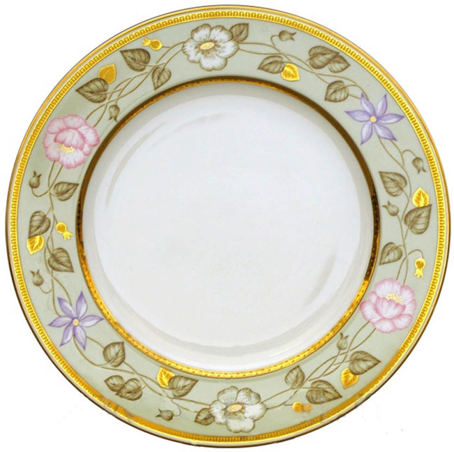 LOMONOSOV PORCELAIN DINNER PLATE EUROPEAN JADE BACKGROUND FLAT 10.4"/265 MM