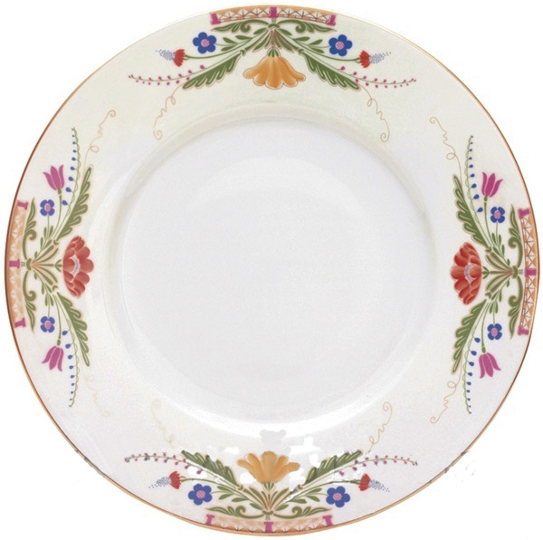 LOMONOSOV PORCELAIN DINNER PLATE EUROPEAN MOSCOW RIVER FLAT 10.4"/265 MM