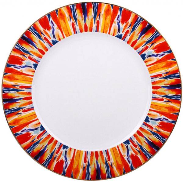 LOMONOSOV PORCELAIN DINNER PLATE FLAME FLOWER 10.6"/270 MM