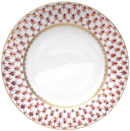 LOMONOSOV PORCELAIN DINNER PLATE SMOOTH RED NET FLAT 270 MM