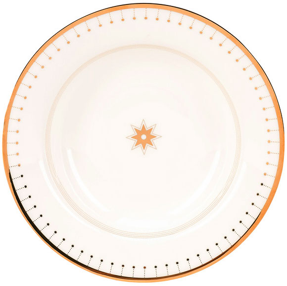 LOMONOSOV PORCELAIN SOUP DINNER PLATE AZURE GOLDEN 9.3"/235 MM