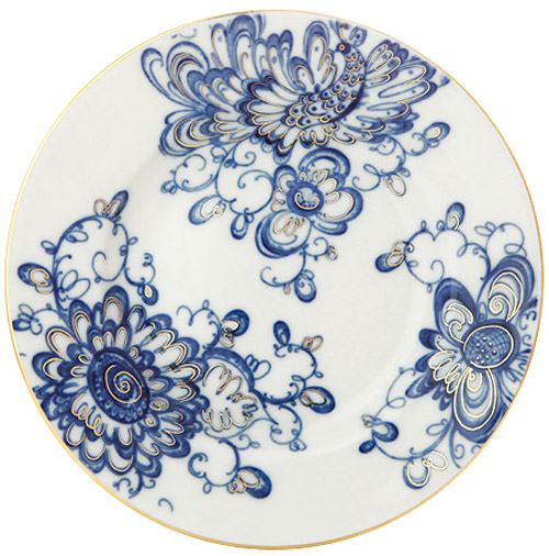 LOMONOSOV PORCELAIN DINNER PLATE SMOOTH SINGING GARDEN FLAT 7.9"/200 MM.