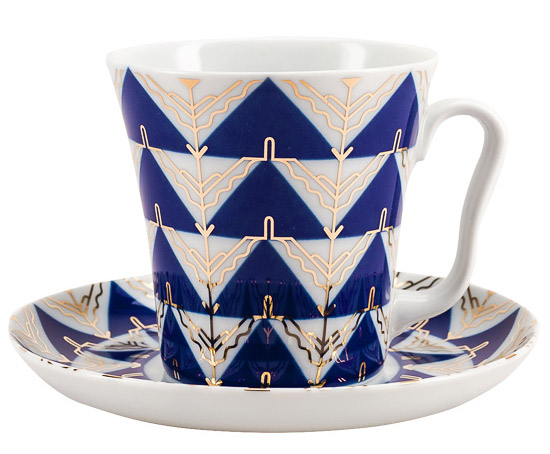 LOMONOSOV PORCELAIN MUG COBALT PATTERN KALEVALA LENINGRADSKII-2 12.2 FL.OZ/360 ML