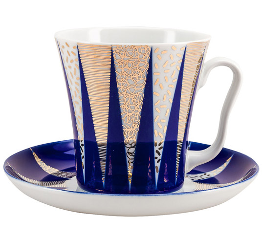 LOMONOSOV PORCELAIN MUG COBALT PATTERN MORIOKA LENINGRADSKII-2 12.2 FL.OZ/360 ML