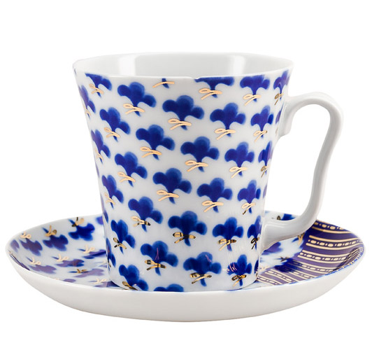 LOMONOSOV PORCELAIN MUG COBALT PATTERN OKINAVA LENINGRADSKII-2 12.2 FL.OZ/360 ML