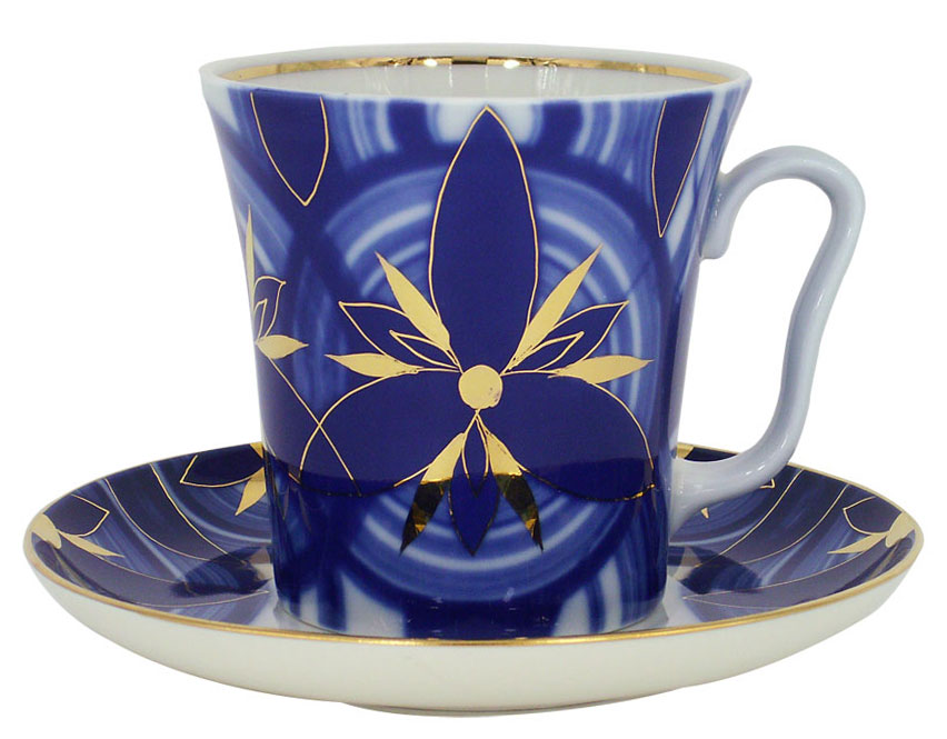 LOMONOSOV PORCELAIN MUG AND SAUCER SHINING GLORY LENINGRADSKII 12.2 FL.OZ/360 ML