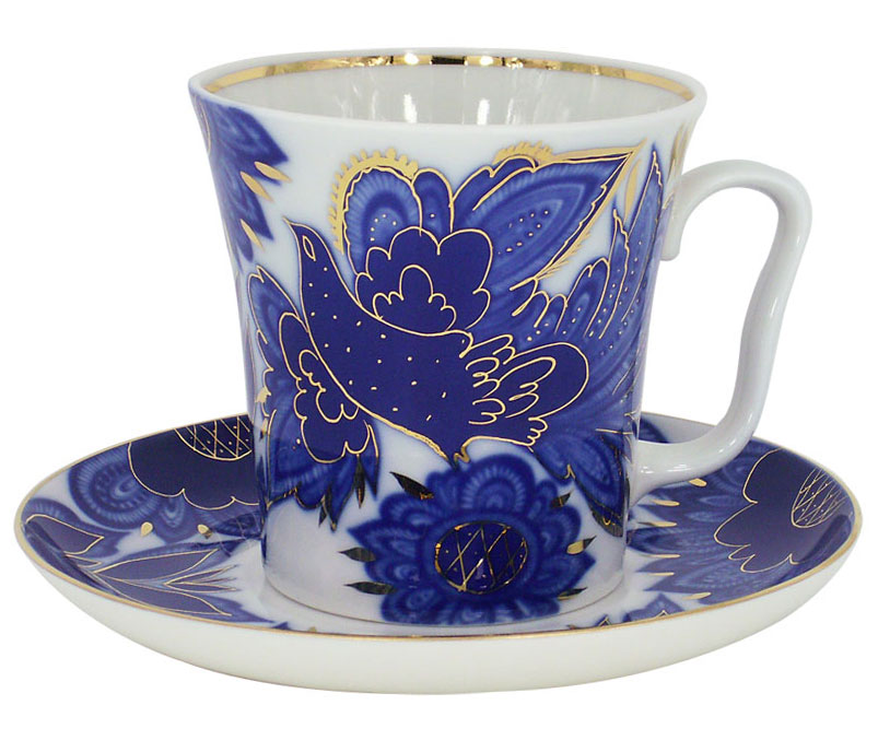LOMONOSOV PORCELAIN MUG AND SAUCER MAGIC FIREBIRD LENINGRADSKII 12.7 FL.OZ