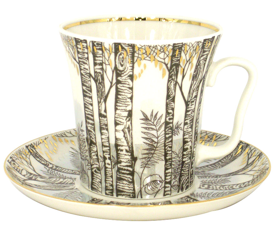 LOMONOSOV PORCELAIN MUG AND SAUCER SPRING LENINGRADSKII 12.2 FL.OZ/360 ML
