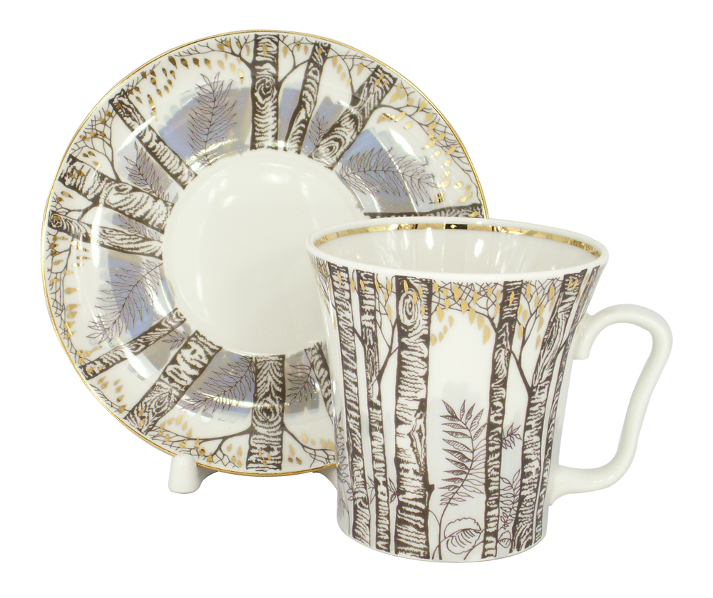 LOMONOSOV PORCELAIN MUG AND SAUCER SPRING LENINGRADSKII 12.2 FL.OZ/360 ML