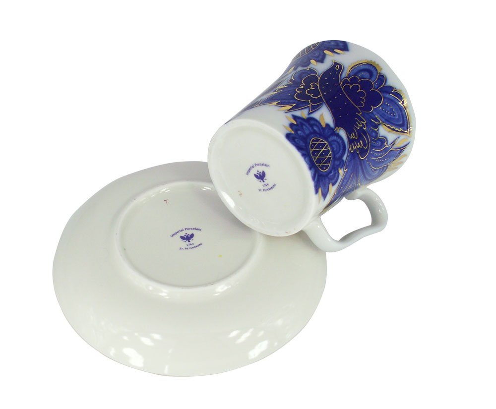 LOMONOSOV PORCELAIN MUG AND SAUCER MAGIC FIREBIRD LENINGRADSKII 12.7 FL.OZ