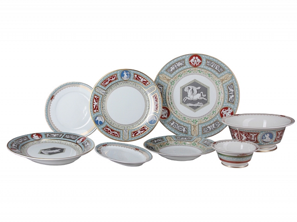 PORCELAIN DINING SET 6/24 SERVICE EUROPEAN ANTIQUE