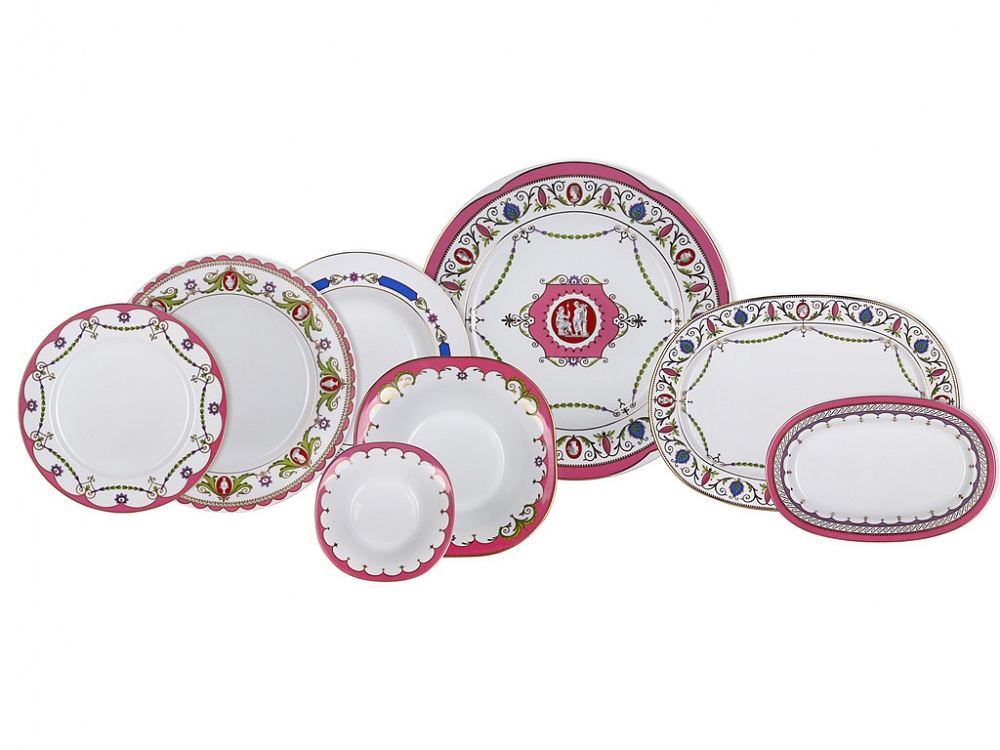 LOMONOSOV IMPERIAL PORCELAIN TABLEWARE DINNER SET CAMEO 24 PC