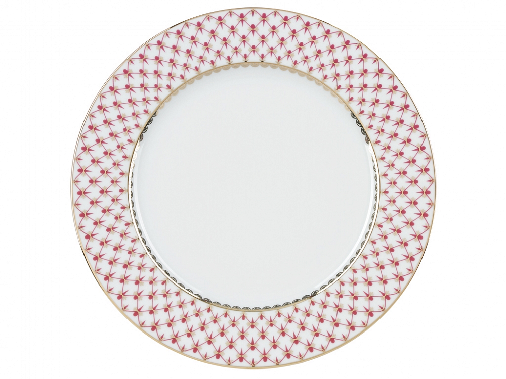 PORCELAIN DINNER SET EUROPEAN RED NET 24 ITEMS LOMONOSOV FACTORY