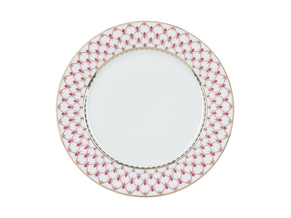 PORCELAIN DINNER SET EUROPEAN RED NET 24 ITEMS LOMONOSOV FACTORY