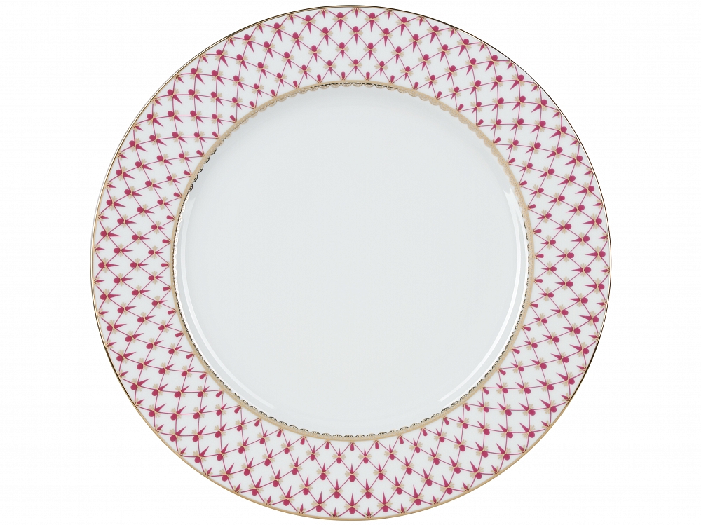 PORCELAIN DINNER SET EUROPEAN RED NET 24 ITEMS LOMONOSOV FACTORY