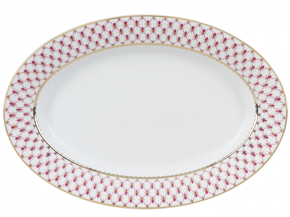 PORCELAIN DINNER SET EUROPEAN RED NET 24 ITEMS LOMONOSOV FACTORY