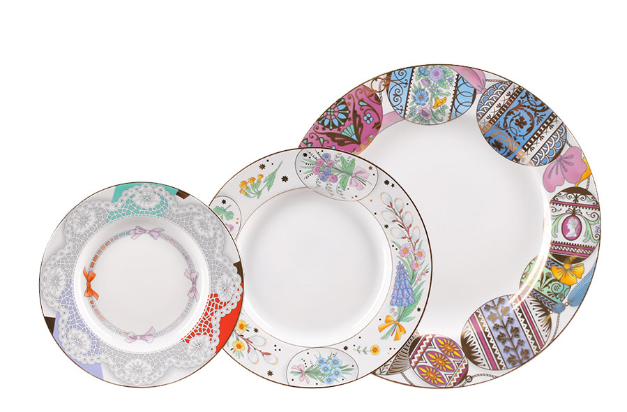 LOMONOSOV PORCELAIN DINNER PLATE SET EASTER 3 PIECES