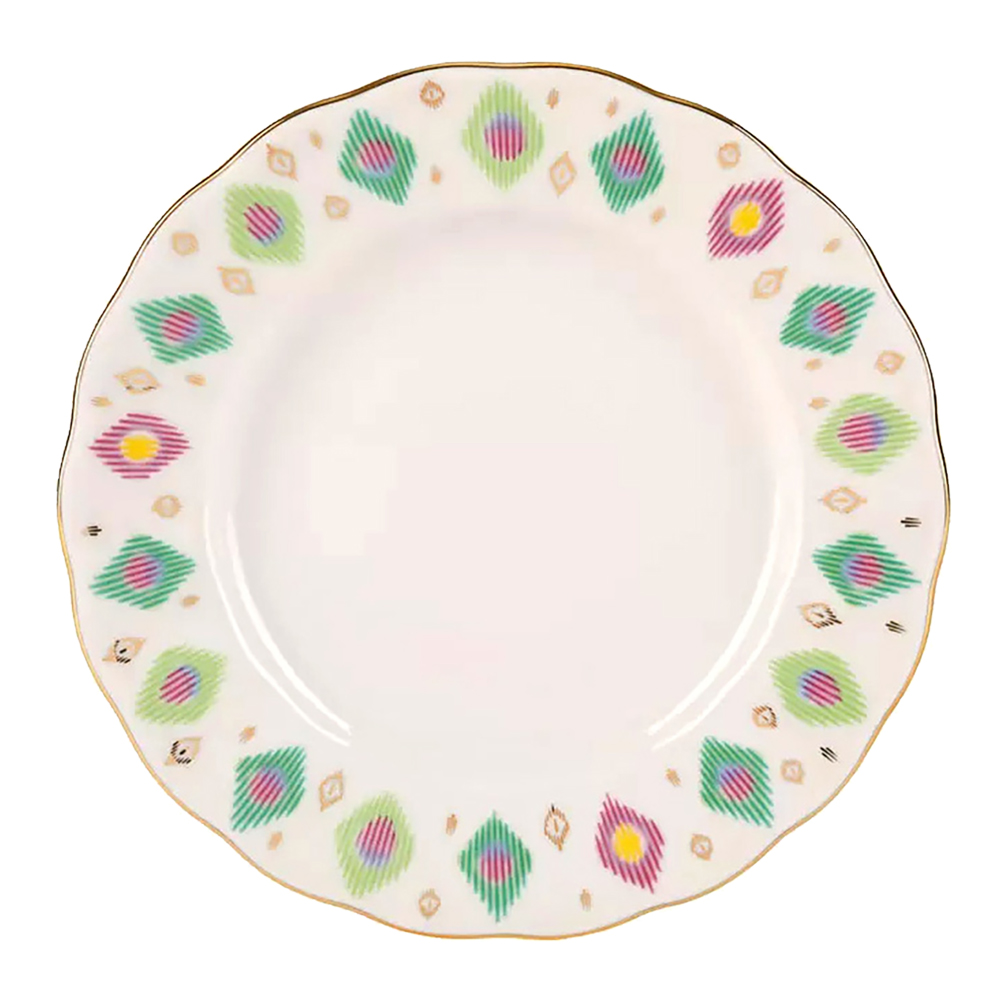 LOMONOSOV PORCELAIN CAKE DESSERT PLATE TULIP PEACOCK'S FEATHER 7"/180 MM