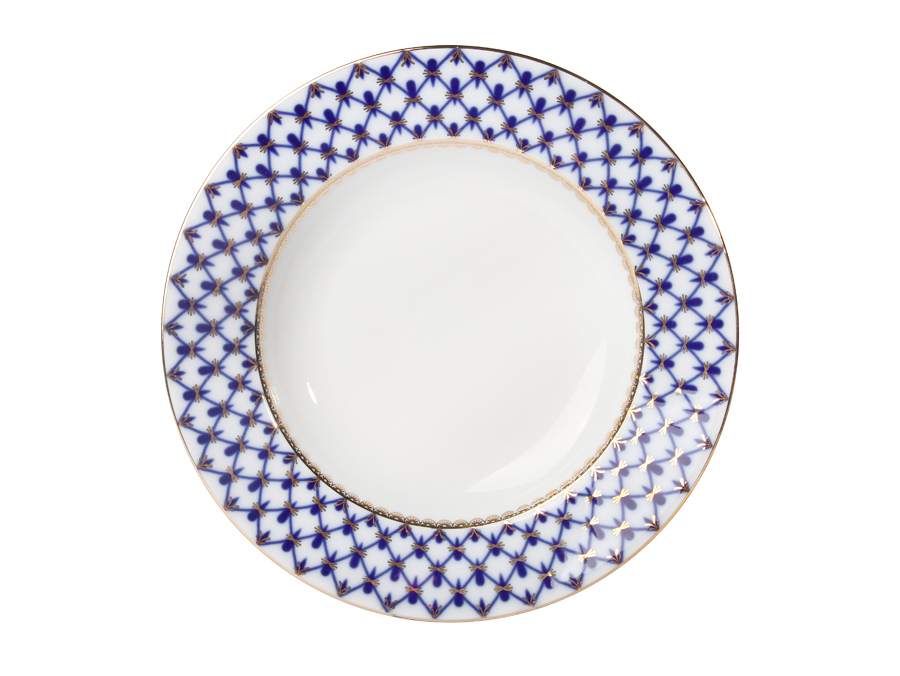 LOMONOSOV PORCELAIN SOUP PLATE COBALT NET 8.9"/225MM