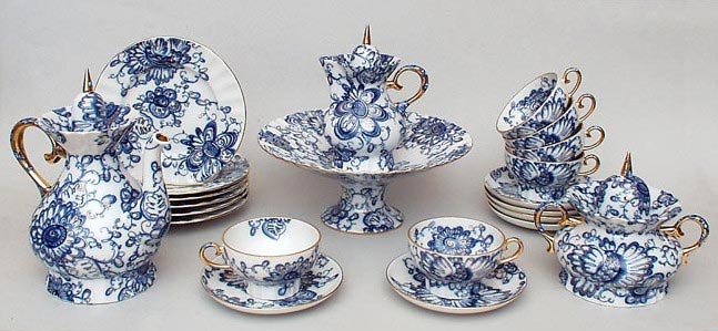 LOMONOSOV PORCELAIN TEA SET SINGING GARDEN 6/22