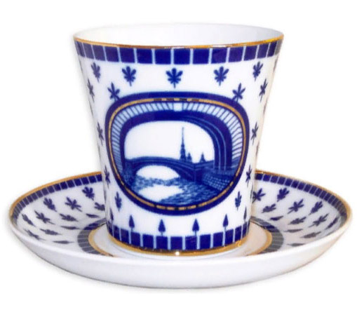 LOMONOSOV PORCELAIN MUG HERMITAGE BRIDGE LENINGRADSKII-2 12.2 FL.OZ/360 ML
