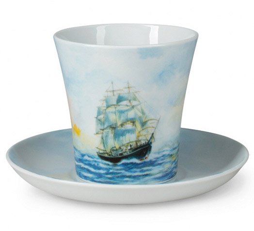 LOMONOSOV PORCELAIN MUG SAILING VESSEL FRIGATE LENINGRADSKII-2 12.2 FL.OZ/360 ML