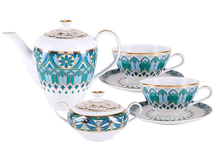 LOMONOSOV PORCELAIN TEA SET SERVICE GRACE GOTHIC 14 ITEMS