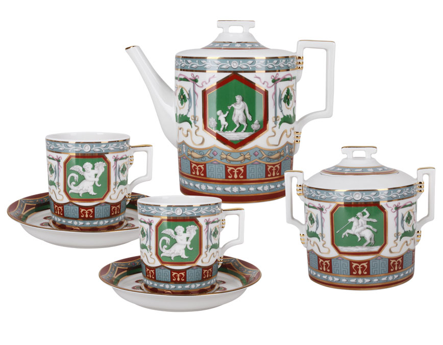 LOMONOSOV PORCELAIN TEA SET ANCIENT ANTIQUE 6/14