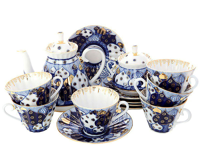 LOMONOSOV PORCELAIN TEA SET CHURCH BELLS 6/14