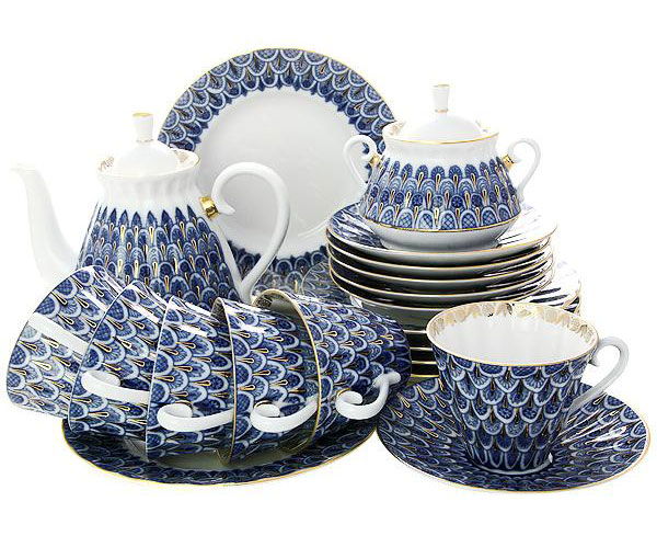 LOMONOSOV PORCELAIN TEA SET FORGET ME NOT 6/20