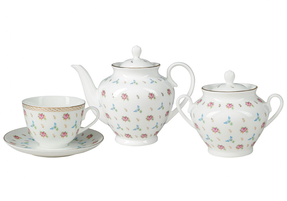 LOMONOSOV PORCELAIN TEA SET SPRING-2 FLOWER WALTZ 6/14