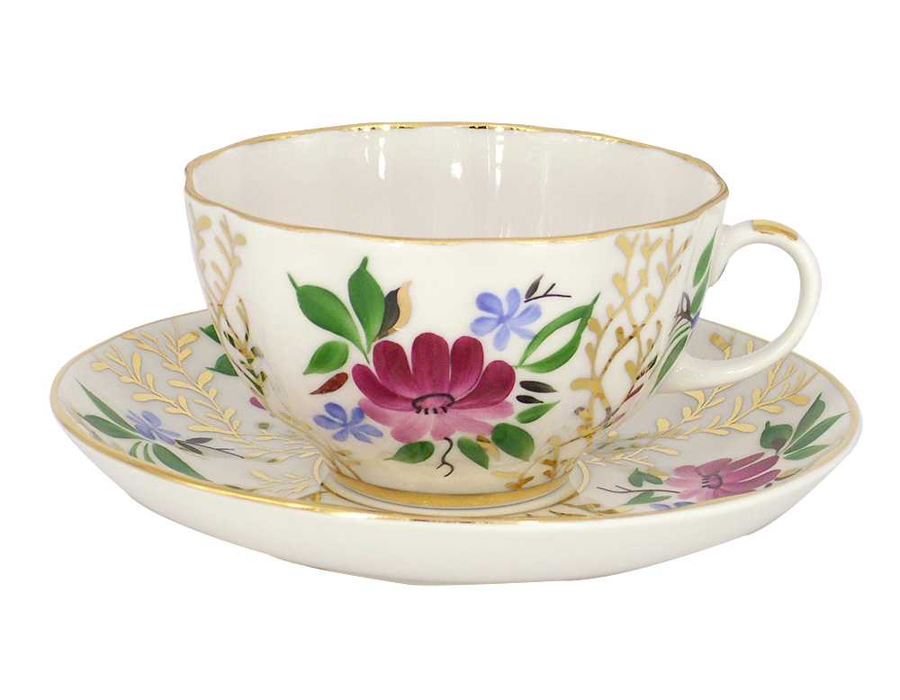 LOMONOSOV PORCELAIN TEA SET TULIP GOLDEN GRASSES 6/14