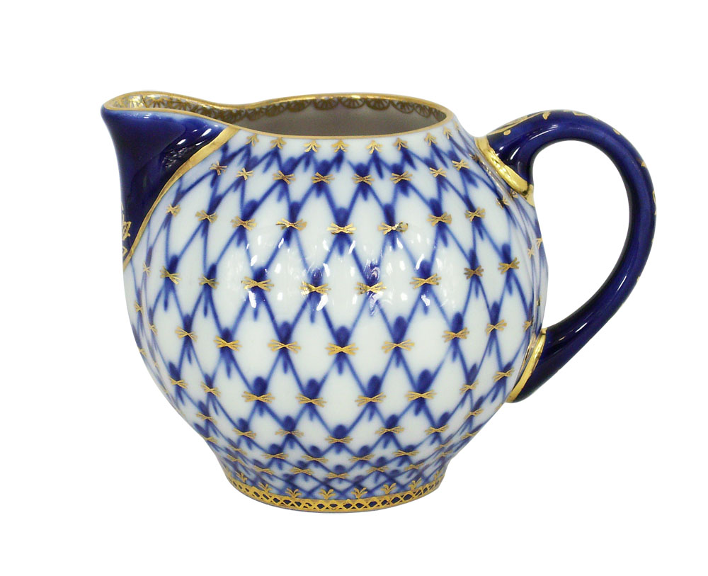 LOMONOSOV PORCELAIN TEA SET 6 PIECES COBALT NET TULIP