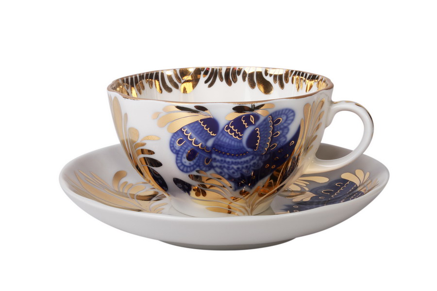 LOMONOSOV PORCELAIN TEA SET TULIP GOLDEN GARDEN 6/20