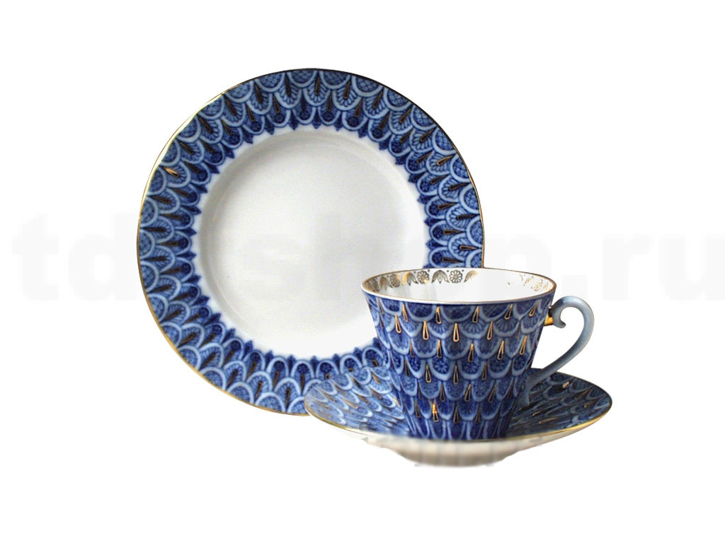 LOMONOSOV PORCELAIN TEA SET FORGET ME NOT 6/20