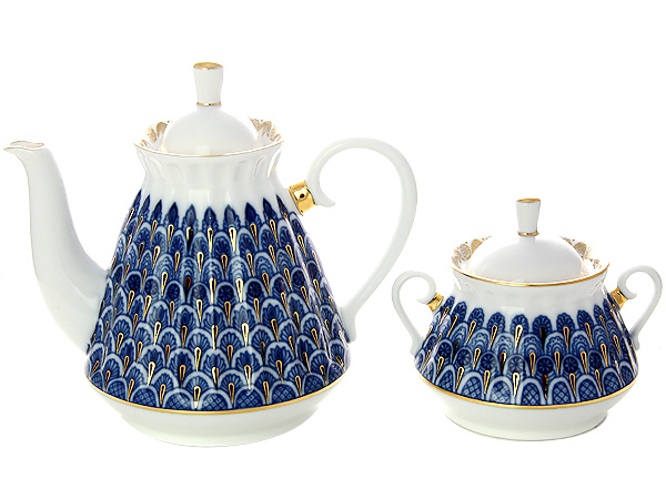 LOMONOSOV PORCELAIN TEA SET FORGET ME NOT 6/20