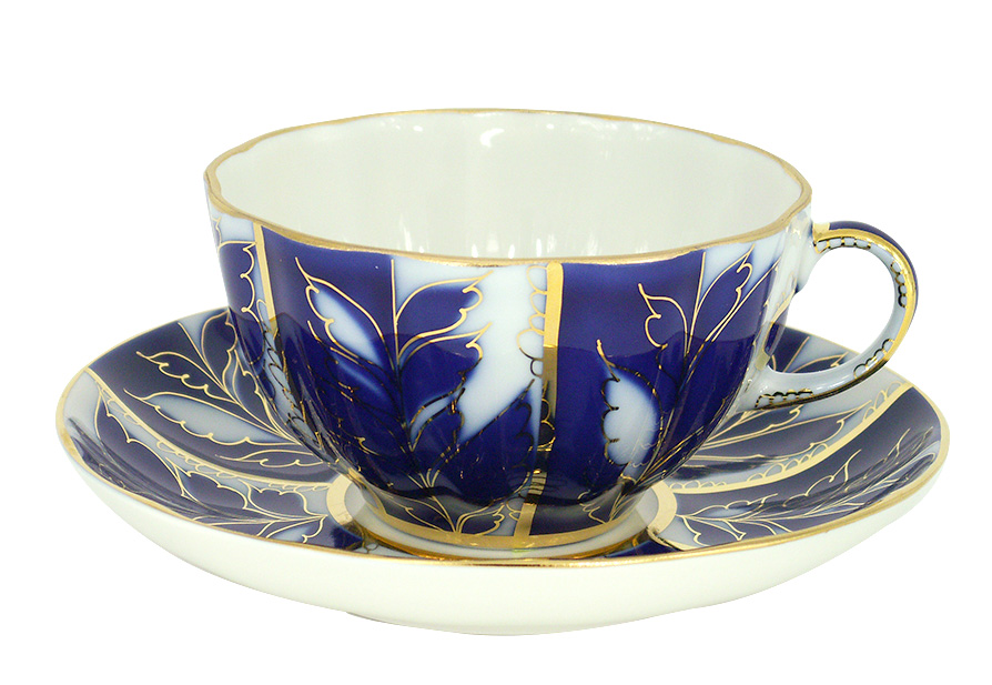 LOMONOSOV PORCELAIN TEA SET TULIP WINTER NIGHT 6/14
