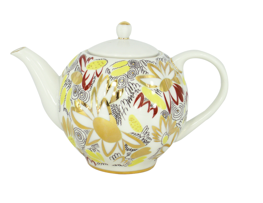 LOMONOSOV PORCELAIN TEA SET TULIP GOLDEN DAISY 6/20