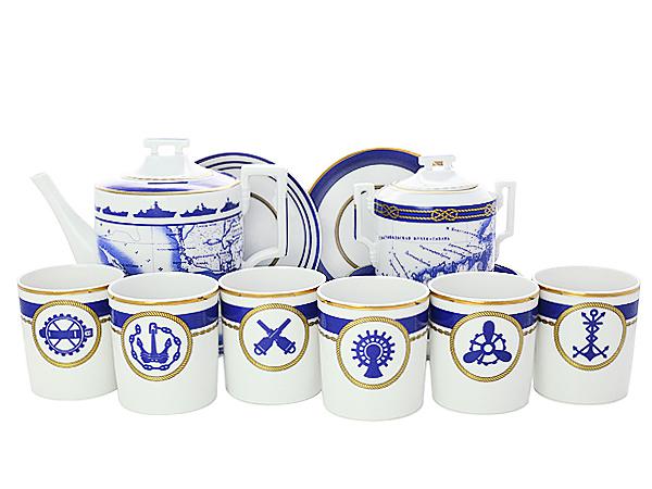 LOMONOSOV PORCELAIN TEA SET NAVY STYLE 6/14