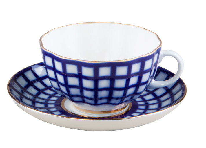 LOMONOSOV PORCELAIN TEA SET TULIP COBALT CELL 6/20