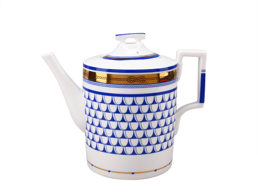 LOMONOSOV PORCELAIN TEA SET WHITE SEA WAVES 6/20