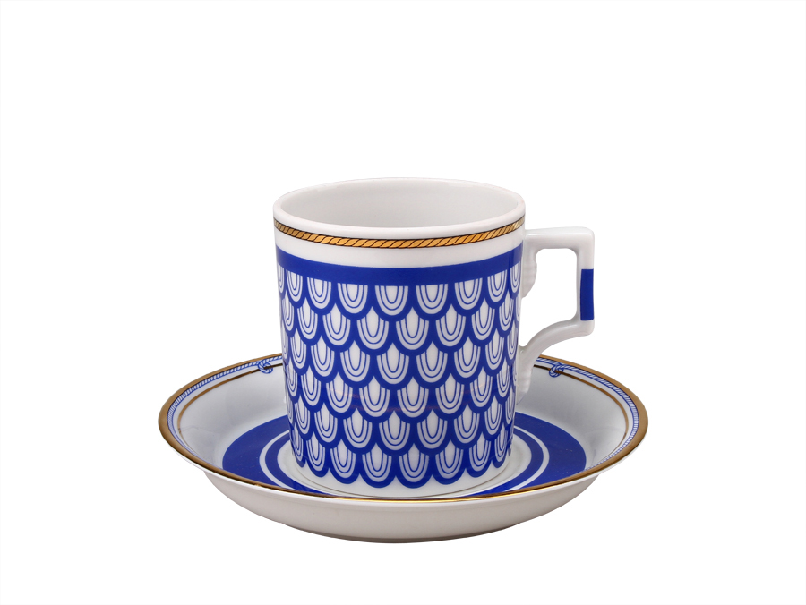 LOMONOSOV PORCELAIN TEA SET WHITE SEA WAVES 6/20