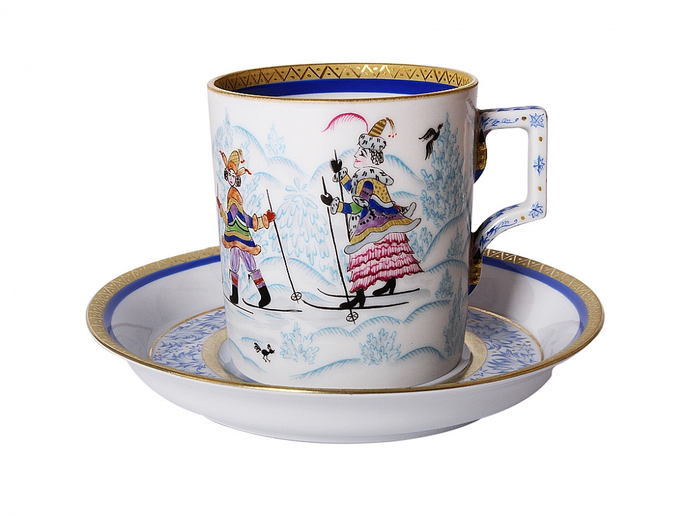 LOMONOSOV PORCELAIN TEA SET WINTER FUN 4/10