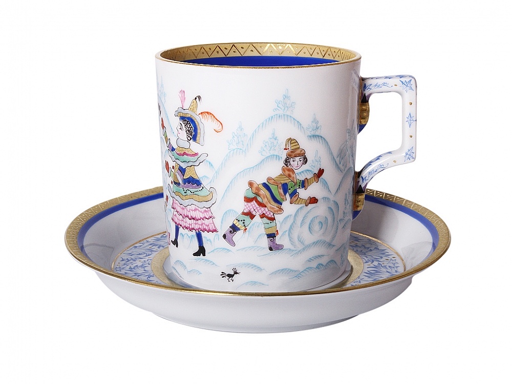 LOMONOSOV PORCELAIN TEA SET WINTER FUN 4/10