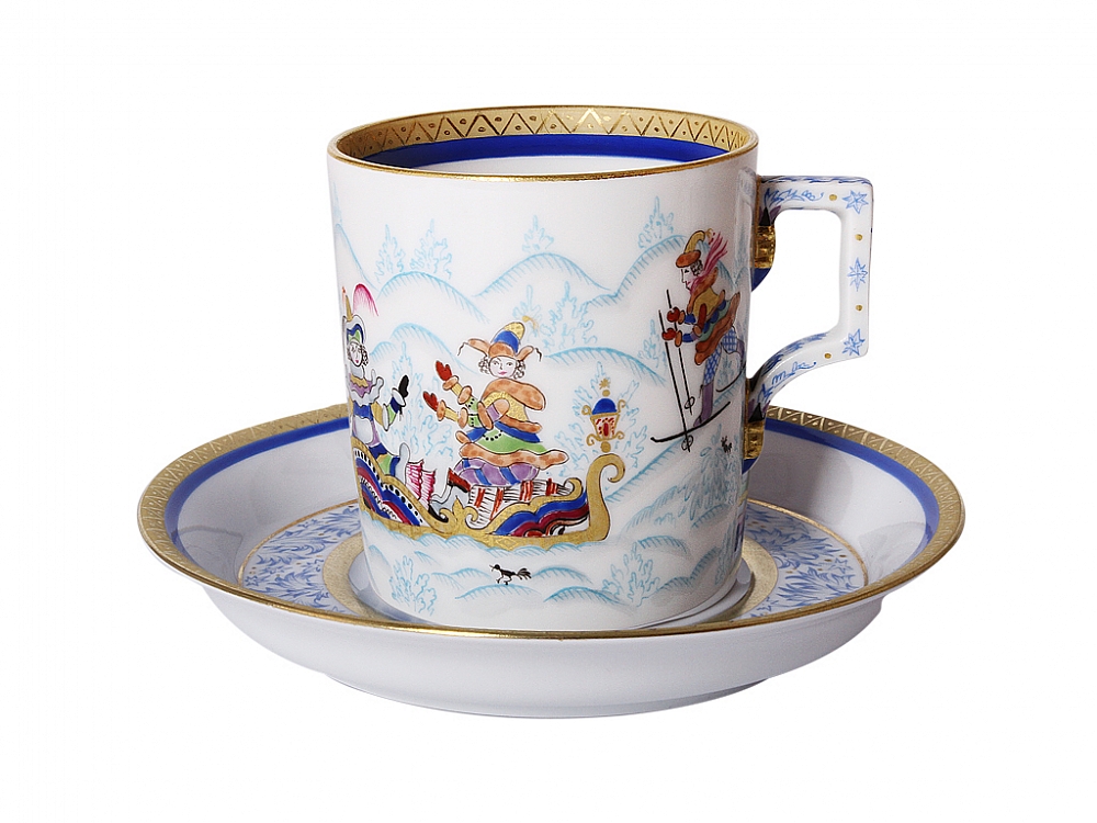 LOMONOSOV PORCELAIN TEA SET WINTER FUN 4/10