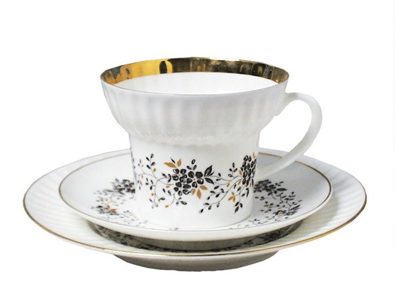 LOMONOSOV PORCELAIN TEA SET TINY BRANCHES WAVE BONE CHINA 6/20