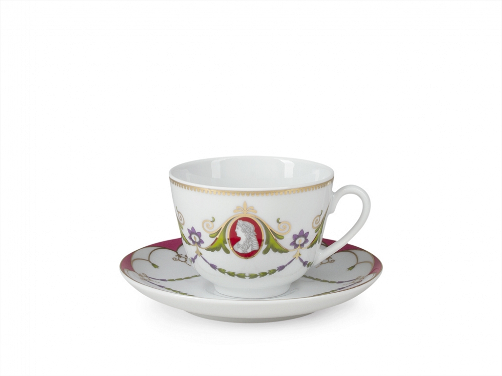 LOMONOSOV PORCELAIN TEA SET SPRING CAMEO 14 ITEMS