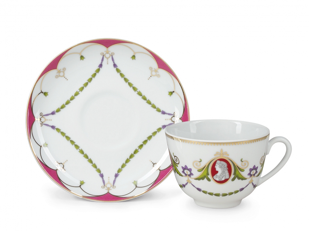 LOMONOSOV PORCELAIN TEA SET SPRING CAMEO 14 ITEMS