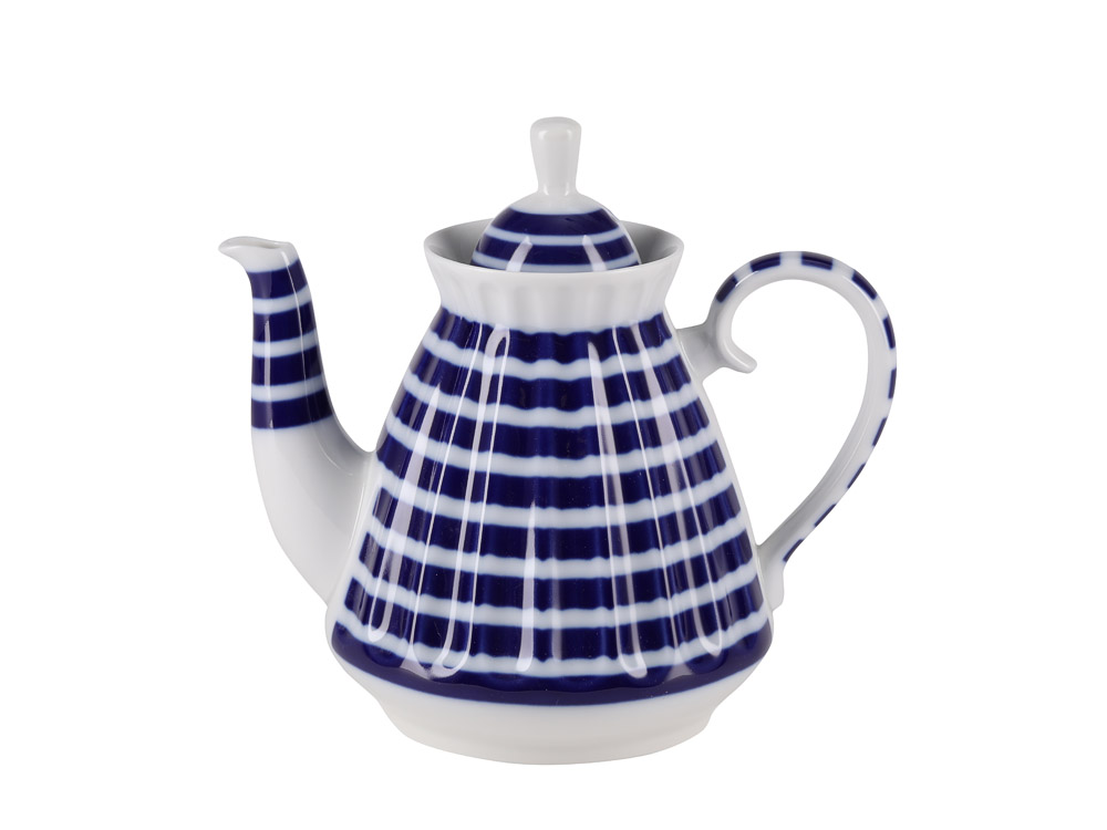 LOMONOSOV PORCELAIN TEA SET BLUE STRIPES 6/14